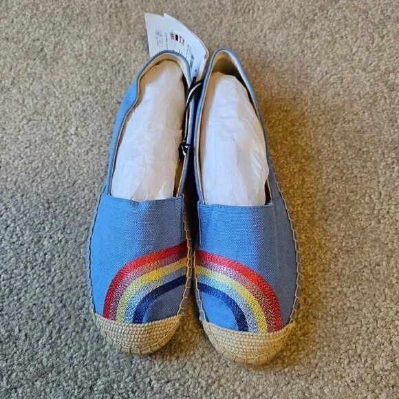 JOULES Rainbow Embroidered Slip On Blue Espadrille (NWT) - Picture 7 of 7